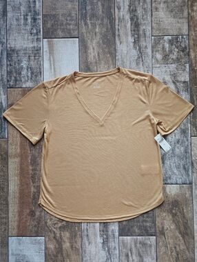 Anthro Golden Glow Shimmer Tee ✨ NWT | Small Subtle Sparkle Capsule Staple